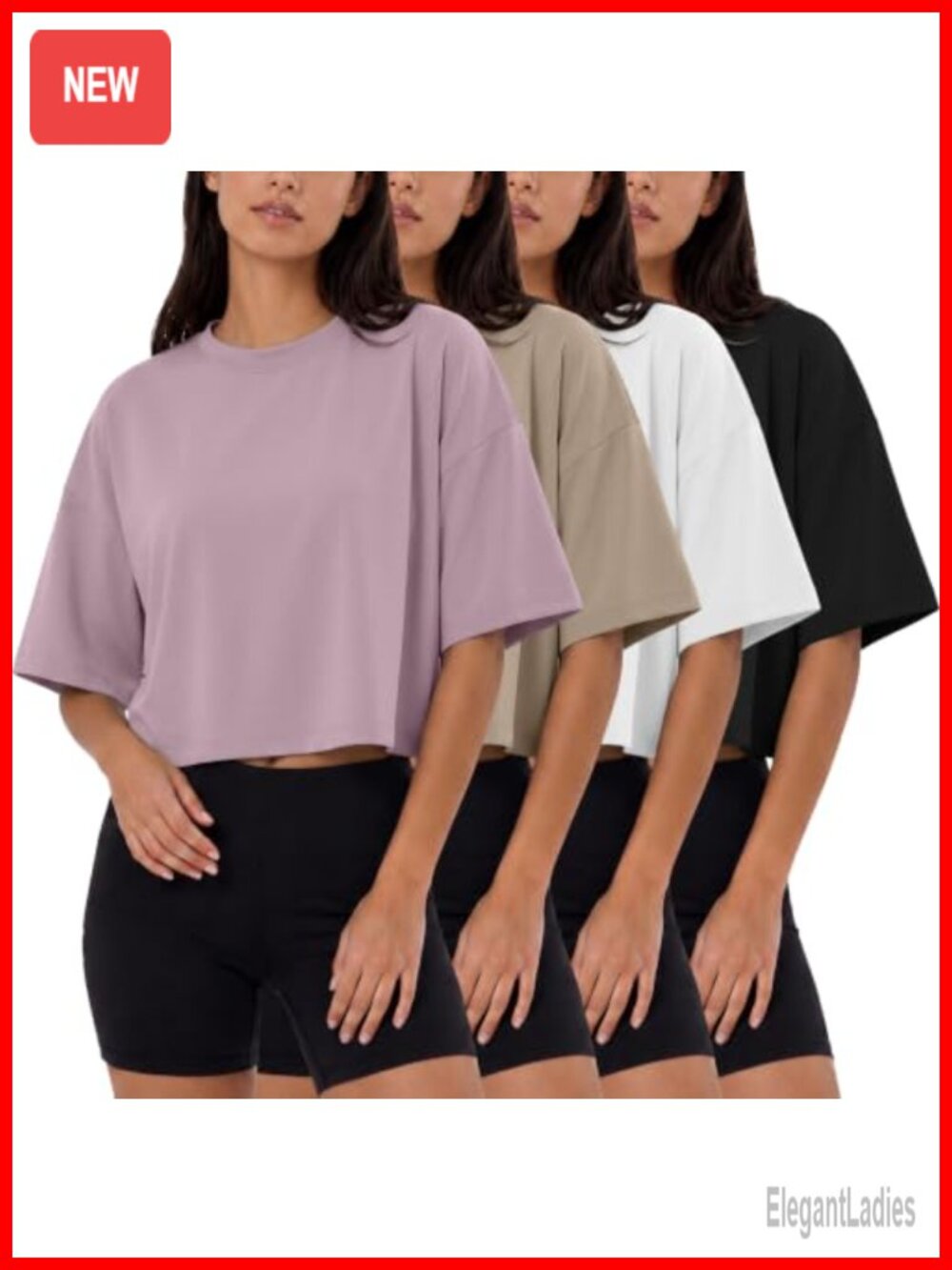 4 Pack Womens Crop Tops Half Sleeve Basic Workout Tees